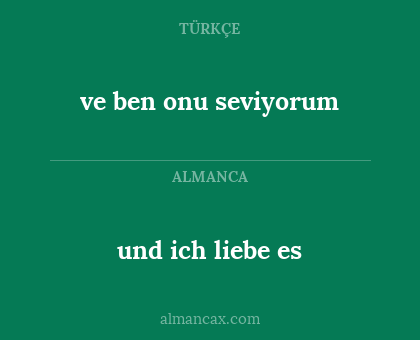 ve ben onu seviyorum - und ich liebe es