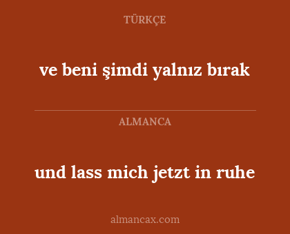 ve beni şimdi yalnız bırak - und lass mich jetzt in ruhe