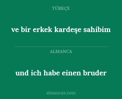 ve bir erkek kardeşe sahibim - und ich habe einen bruder