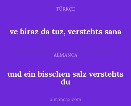 und ein bisschen salz verstehts du - ve biraz da tuz, verstehts sana