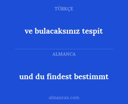 ve bulacaksınız tespit - und du findest bestimmt