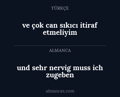 und sehr nervig muss ich zugeben - ve çok can sıkıcı itiraf etmeliyim