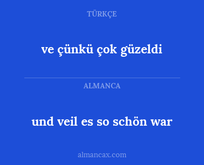 und veil es so schön war - ve çünkü çok güzeldi