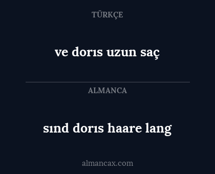 ve dorıs uzun saç - sınd dorıs haare lang