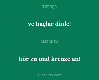 hör zu und kreuze an! - ve haçlar dinle!