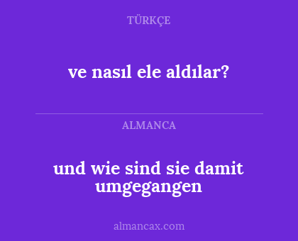 ve nasıl ele aldılar? - und wie sind sie damit umgegangen