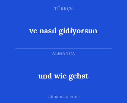 ve nasıl gidiyorsun - und wie gehst