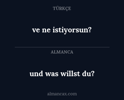 ve ne istiyorsun? - und was willst du?