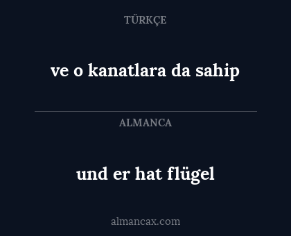 und er hat flügel - ve o kanatlara da sahip