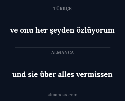 und sie über alles vermissen - ve onu her şeyden özlüyorum