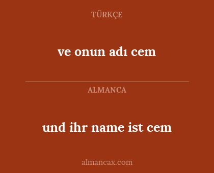und ihr name ist cem - ve onun adı cem