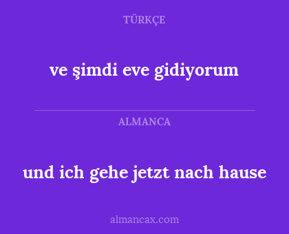 und ich gehe jetzt nach hause - ve şimdi eve gidiyorum