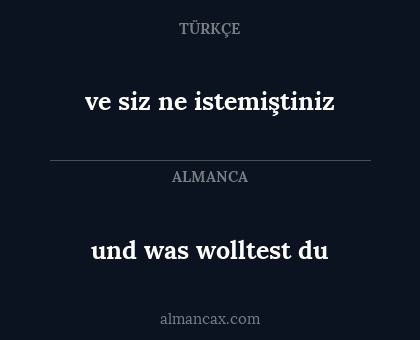 ve siz ne istemiştiniz - und was wolltest du