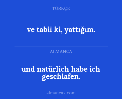 ve tabii ki, yattığım. - und natürlich habe ich geschlafen.