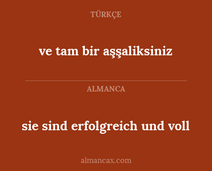 sie sind erfolgreich und voll - ve tam bir aşşaliksiniz