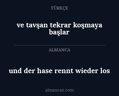 und der hase rennt wieder los - ve tavşan tekrar koşmaya başlar