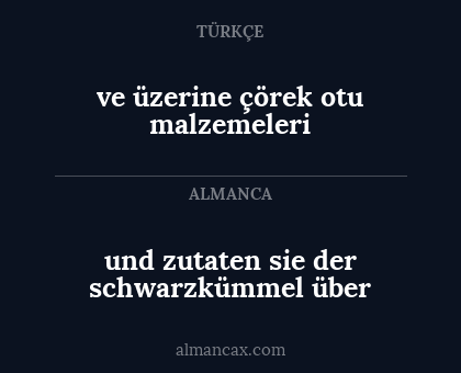 ve üzerine çörek otu malzemeleri - und zutaten sie der schwarzkümmel über