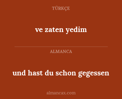 und hast du schon gegessen - ve zaten yedim
