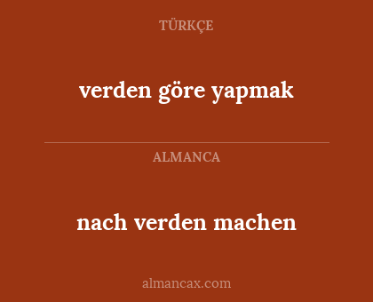 nach verden machen - verden göre yapmak