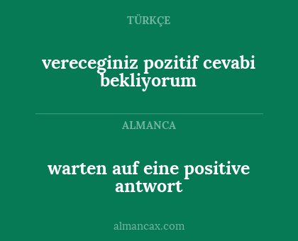 vereceginiz pozitif cevabi bekliyorum - warten auf eine positive antwort