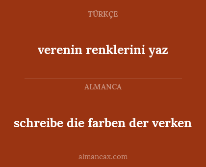 verenin renklerini yaz - schreibe die farben der verken