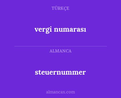 vergi numarası - steuernummer