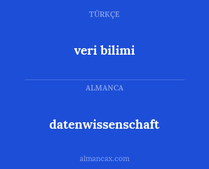 veri bilimi - datenwissenschaft