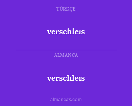 verschleıs - verschleıs