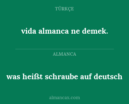 was heißt schraube auf deutsch - vida almanca ne demek.