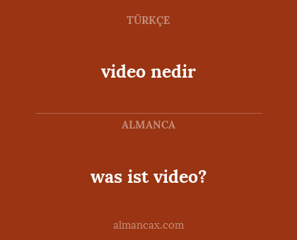 was ist video? - video nedir