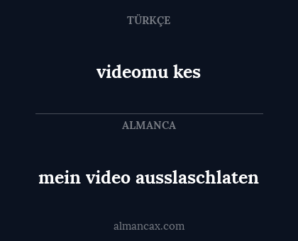 videomu kes - mein video ausslaschlaten