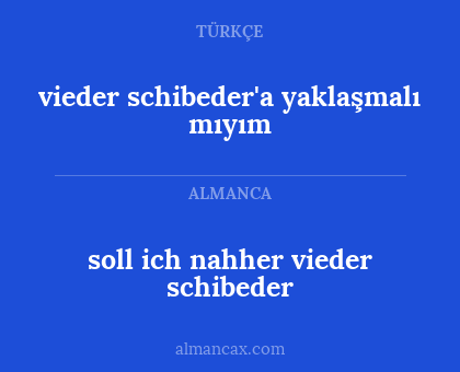 soll ich nahher vieder schibeder - vieder schibeder'a yaklaşmalı mıyım