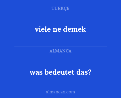 was bedeutet das? - viele ne demek