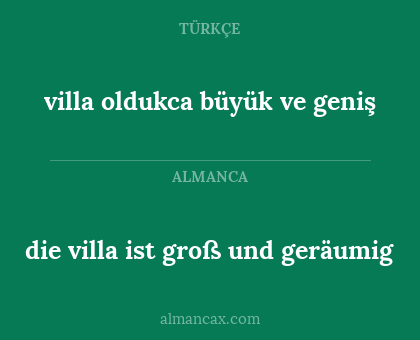 die villa ist groß und geräumig - villa oldukca büyük ve geniş