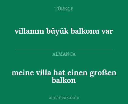 villamın büyük balkonu var - meine villa hat einen großen balkon