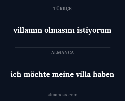 villamın olmasını istiyorum - ich möchte meine villa haben
