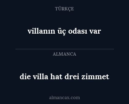 villanın üç odası var - die villa hat drei zimmet