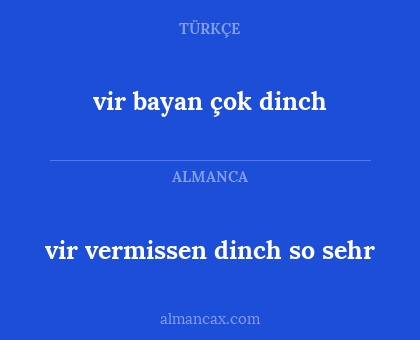 vir bayan çok dinch - vir vermissen dinch so sehr
