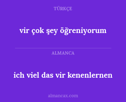 vir çok şey öğreniyorum - ich viel das vir kenenlernen