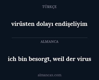virüsten dolayı endişeliyim - ich bin besorgt, weil der virus