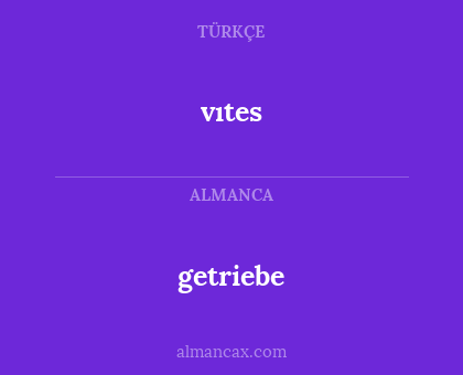 getriebe - vıtes
