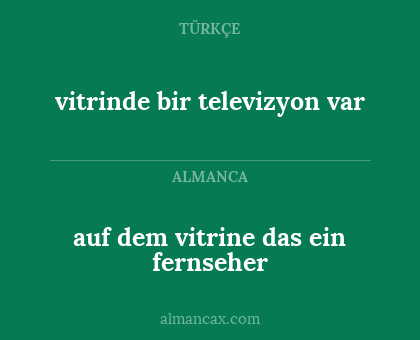 vitrinde bir televizyon var - auf dem vitrine das ein fernseher
