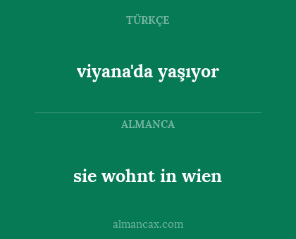 sie wohnt in wien - viyana'da yaşıyor