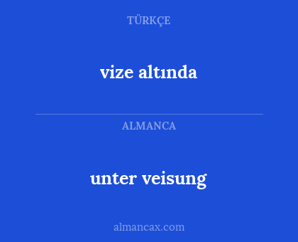 vize altında - unter veisung