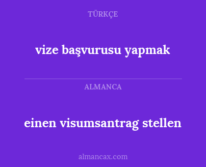 einen visumsantrag stellen - vize başvurusu yapmak