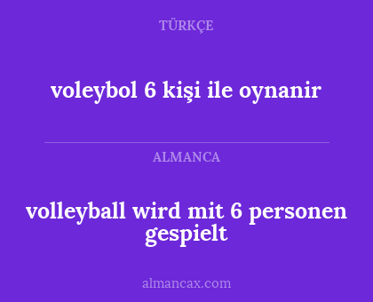 volleyball wird mit 6 personen gespielt - voleybol 6 kişi ile oynanir