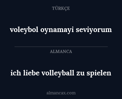 ich liebe volleyball zu spielen - voleybol oynamayi seviyorum
