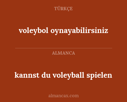 kannst du voleyball spielen - voleybol oynayabilirsiniz