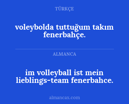 voleybolda tuttuğum takım fenerbahçe. - im volleyball ist mein lieblings-team fenerbahce.