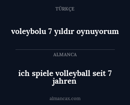 voleybolu 7 yıldır oynuyorum - ich spiele volleyball seit 7 jahren
